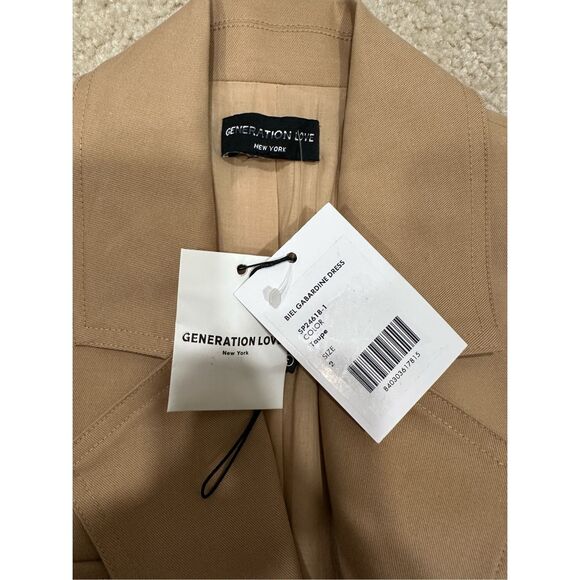 NWT Generation Love Biel Gabardine Belted Mini Dress Taupe Size 2 $385 - Picture 11 of 11